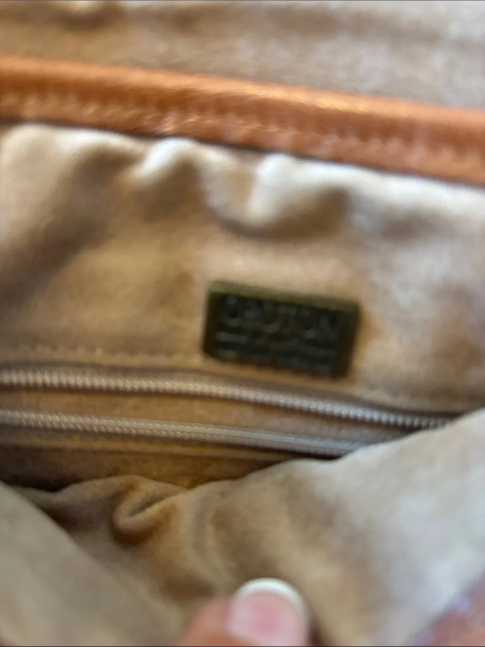 Oroton Cognac Leather crossbody Bag, zippered pocket on inside , dust bag